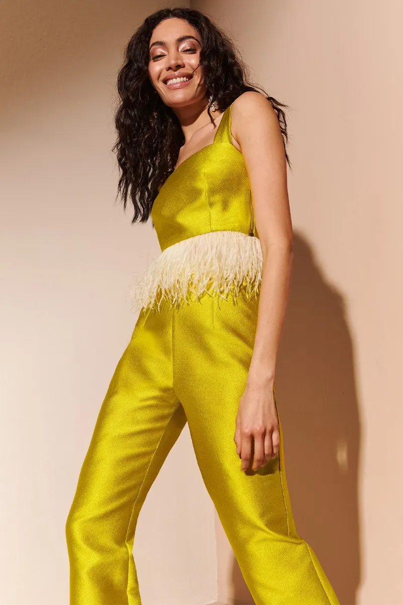 Conjunto de Top y Palazzo Jacquard Lima Liv