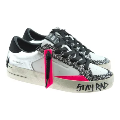 CRIME LONDONZapatillas Blancas Crime London Mujer Glitter Dorado Sk8 Deluxe Mid