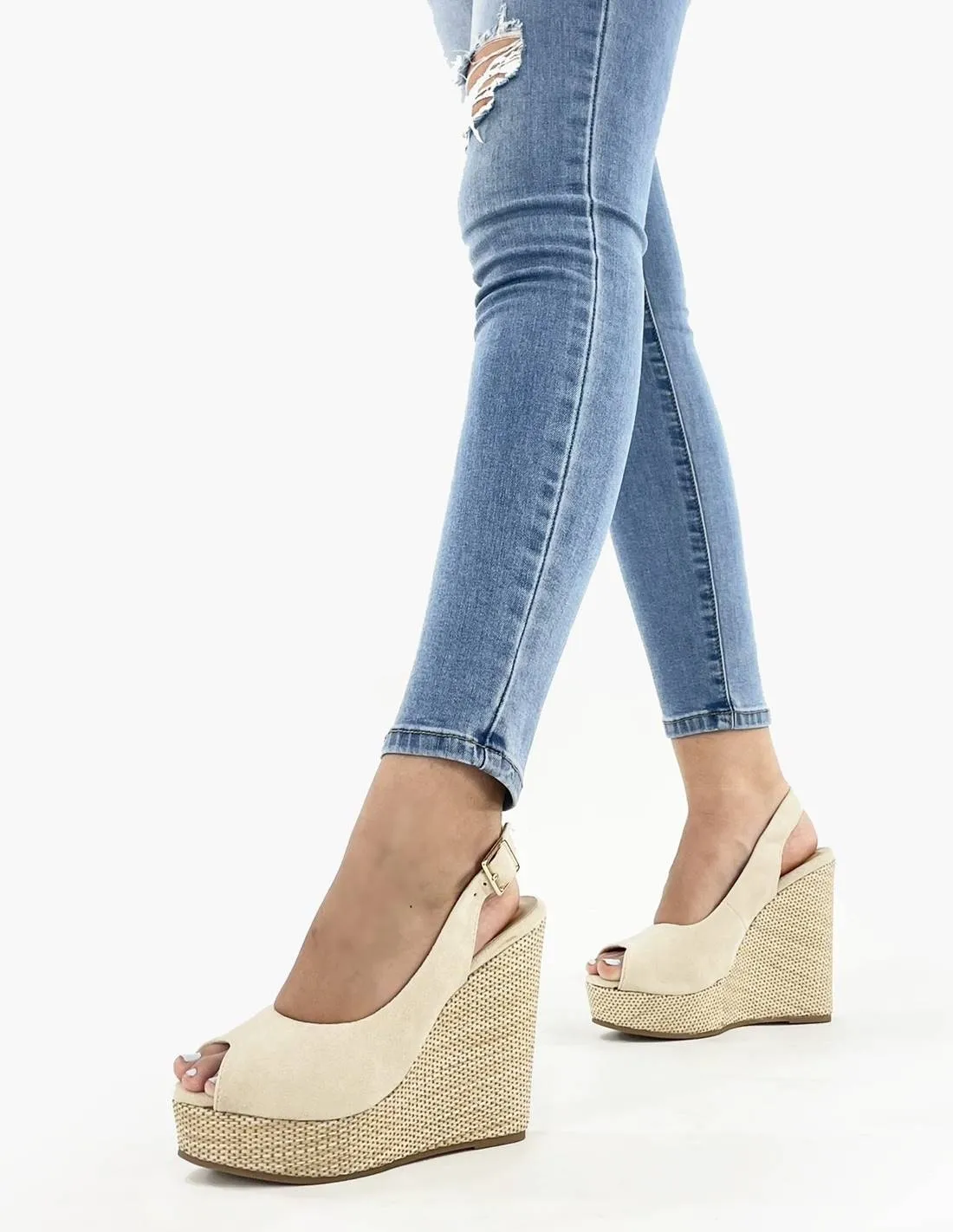 Cuña beige rafia | Estilo
