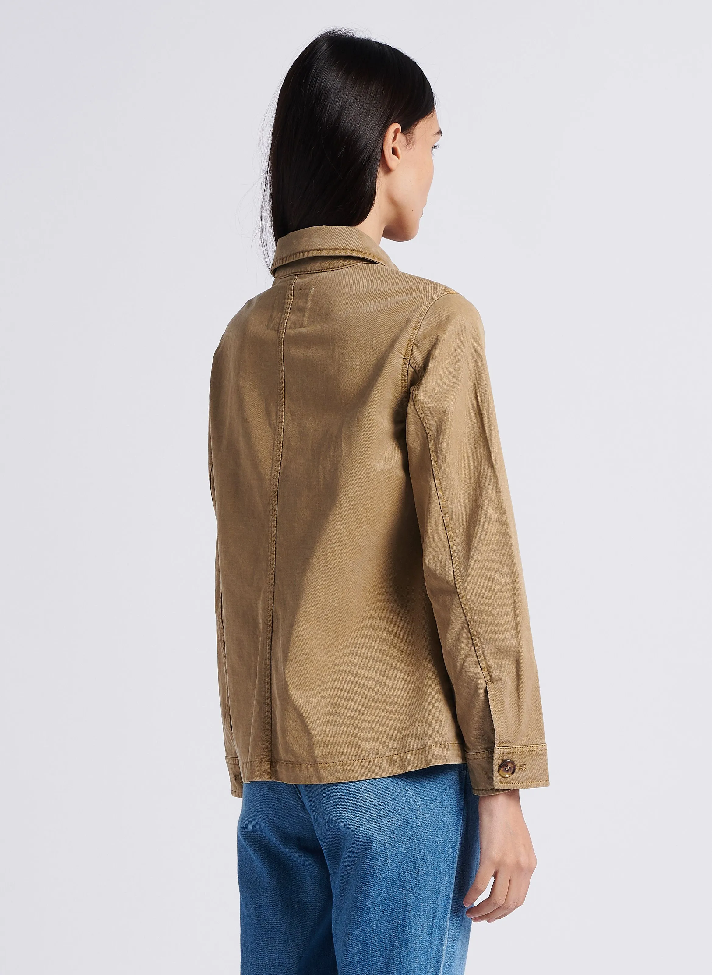 DAKOTA  CHAQUETA SAHARIANA DE MEZCLA DE ALGODóN CON CUELLO CLáSICO EN MARRON
