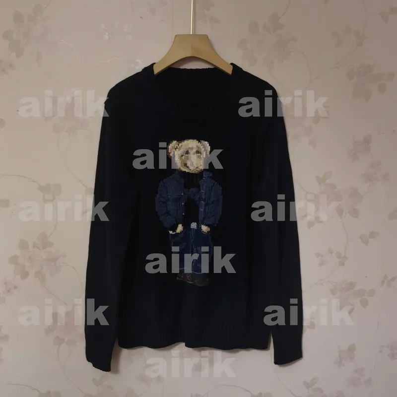 Diseñador Mujeres Fashion Knits Bear Sweater Bordado Bordado Bordado Sweaters de manga larga Capital de lana impresa Algodón Sof