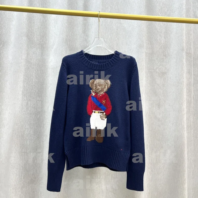 Diseñador Mujeres Fashion Knits Bear Sweater Bordado Bordado Bordado Sweaters de manga larga Capital de lana impresa Algodón Sof