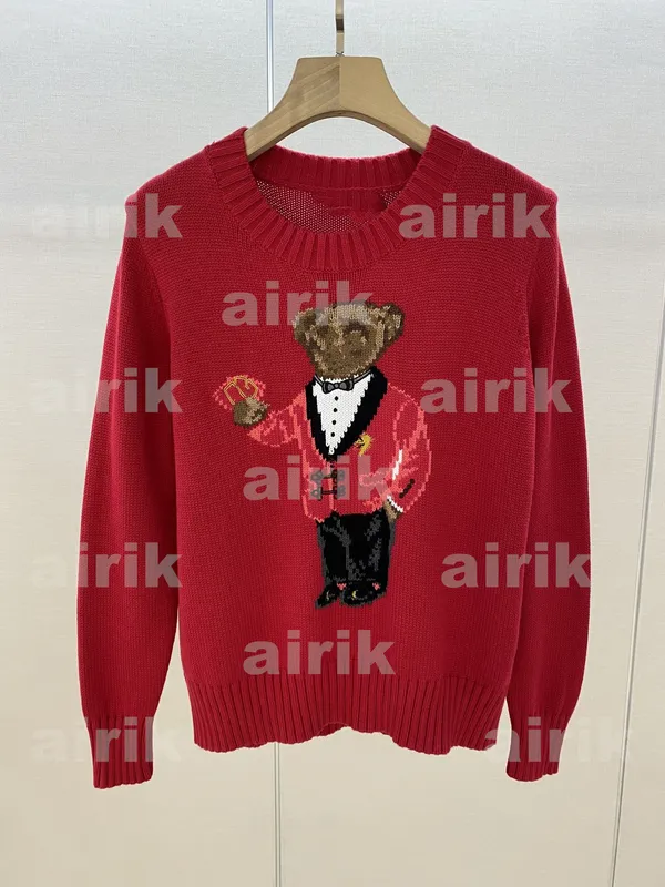 Diseñador Mujeres Fashion Knits Bear Sweater Bordado Bordado Bordado Sweaters de manga larga Capital de lana impresa Algodón Sof