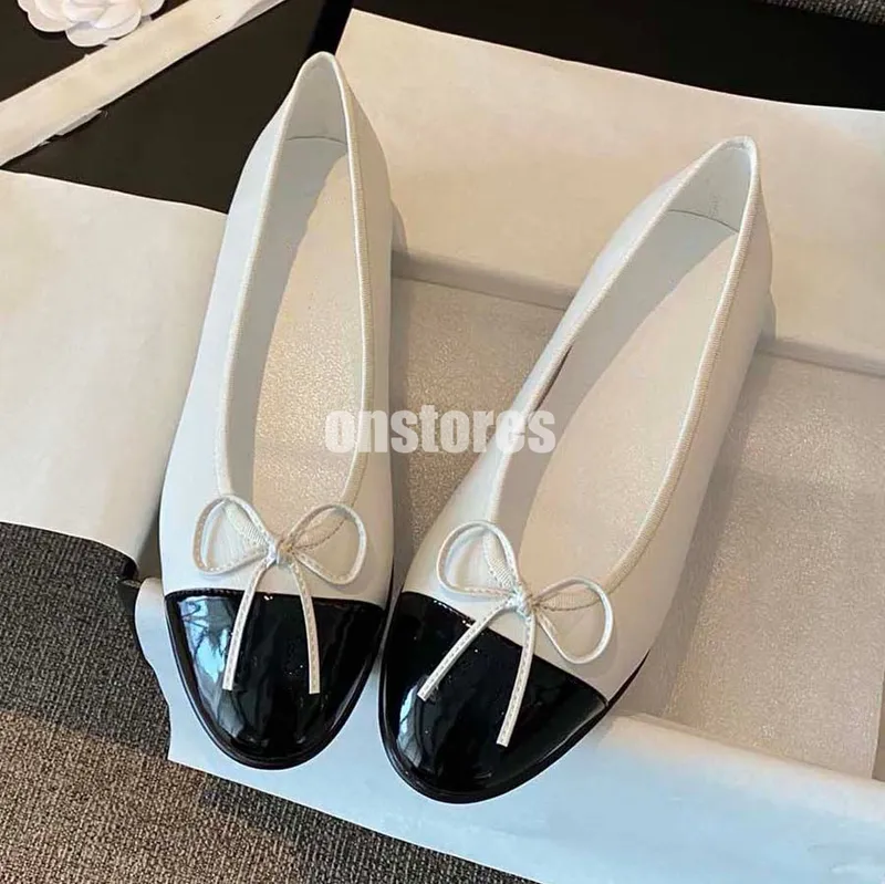 Diseñador Zapatos Paris Diseñador Diseñador Black Ballet Flats Shoes Women Spring acolchado de cuero genuino Slip en bailarina L