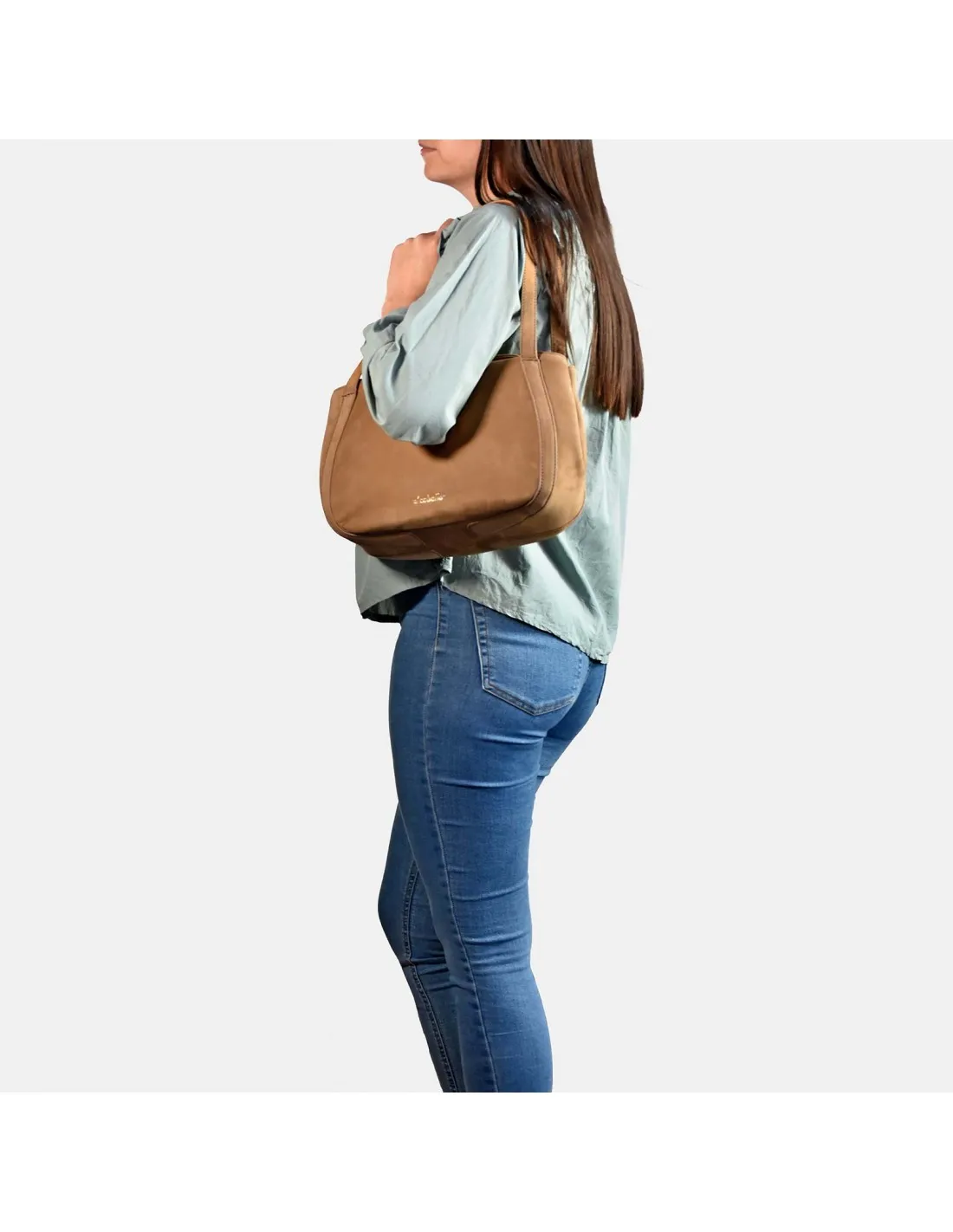 EL CABALLO Bolso de mano para mujer en piel Nobuck