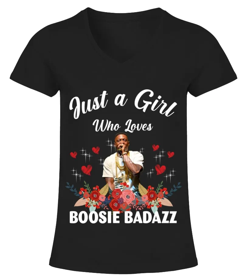 GIRL WHO LOVES BOOSIE BADAZZ Camiseta cuello pico Mujer