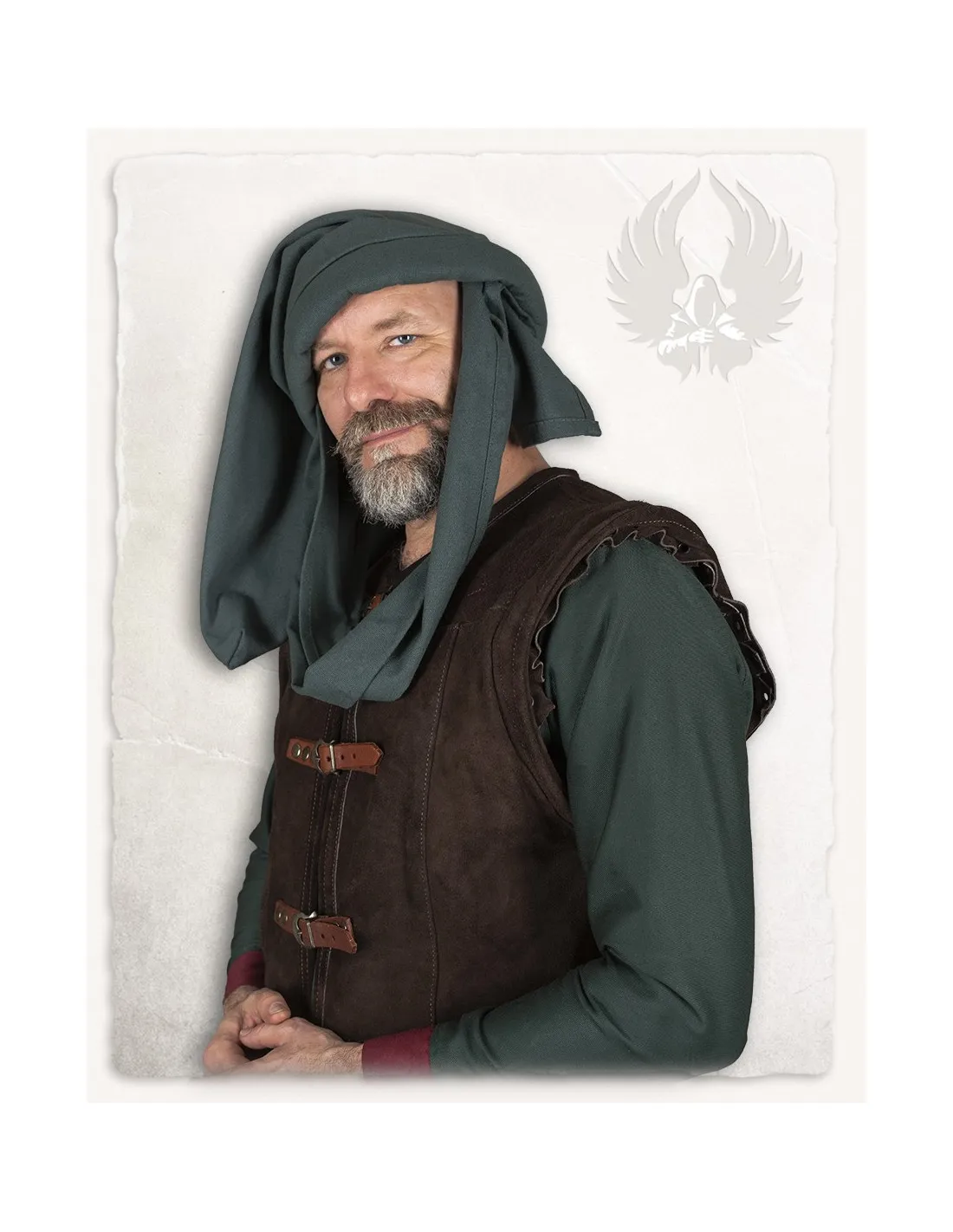 Gorro Medieval Rafael unisex en algodón, color verde