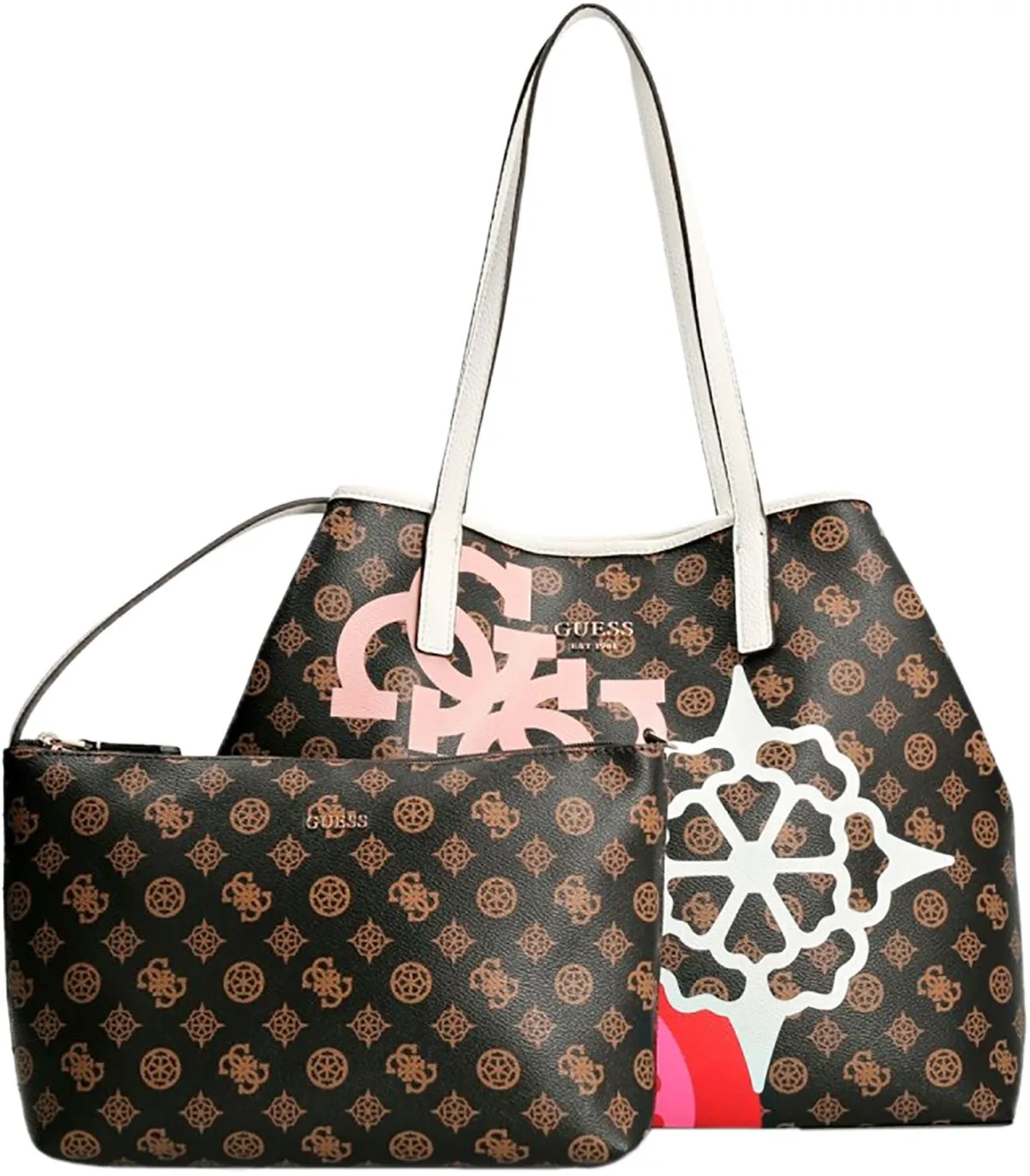 Guess Vikky Bolso con logo 4G Peony con pochette para mujer en marrón multi