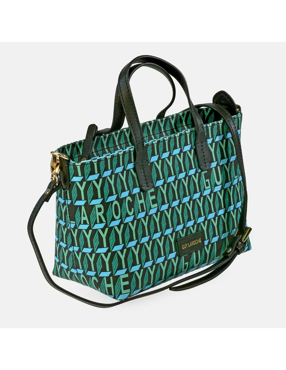 GUY LAROCHE  bolso mini de mano para mujer en piel y lona estampada