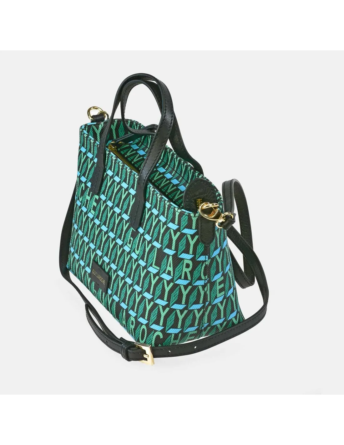 GUY LAROCHE  bolso mini de mano para mujer en piel y lona estampada