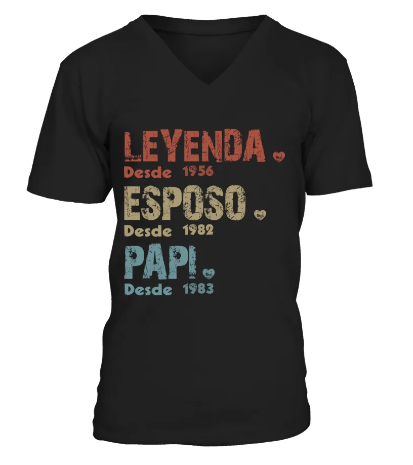 Lenyenda Esposo Papi I Custom Year | Legend Husband Dad ES Edición Limitada Camiseta cuello en V Unisex