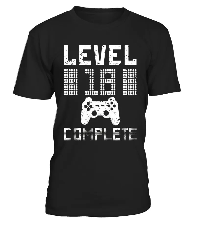 LEVEL 18 COMPLETE VIDEO GAMER GEEK 18 YEARS OLD T SHIRT BOYS  LIMITED EDITION CAMISETA CUELLO REDONDO UNISEX