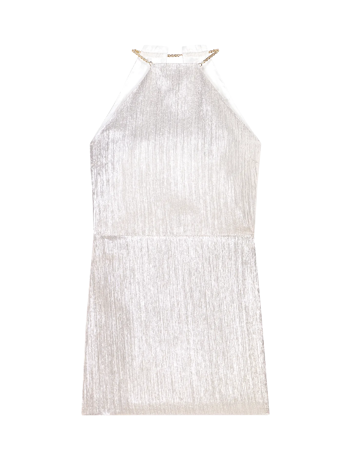 MAJE Vestido corto sin mangas metalizado en plata
