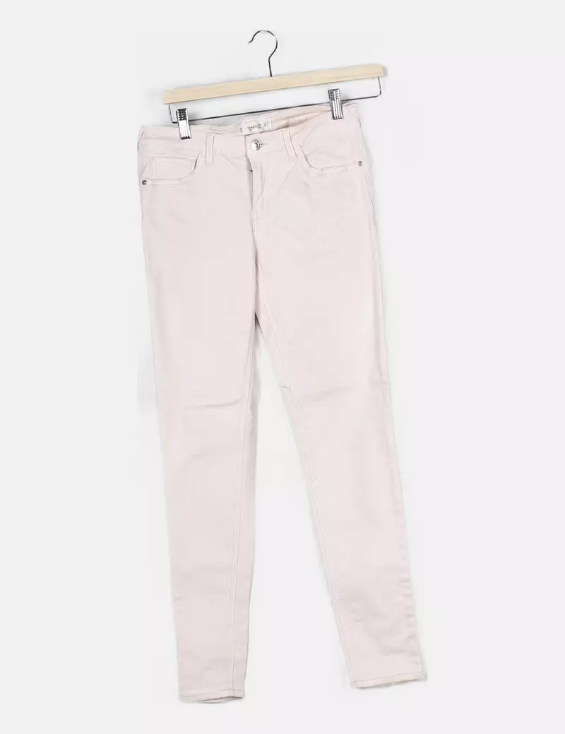 Mango Pantalón rosa elástico
