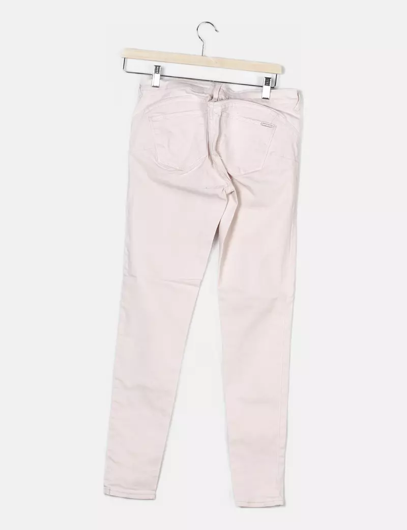Mango Pantalón rosa elástico