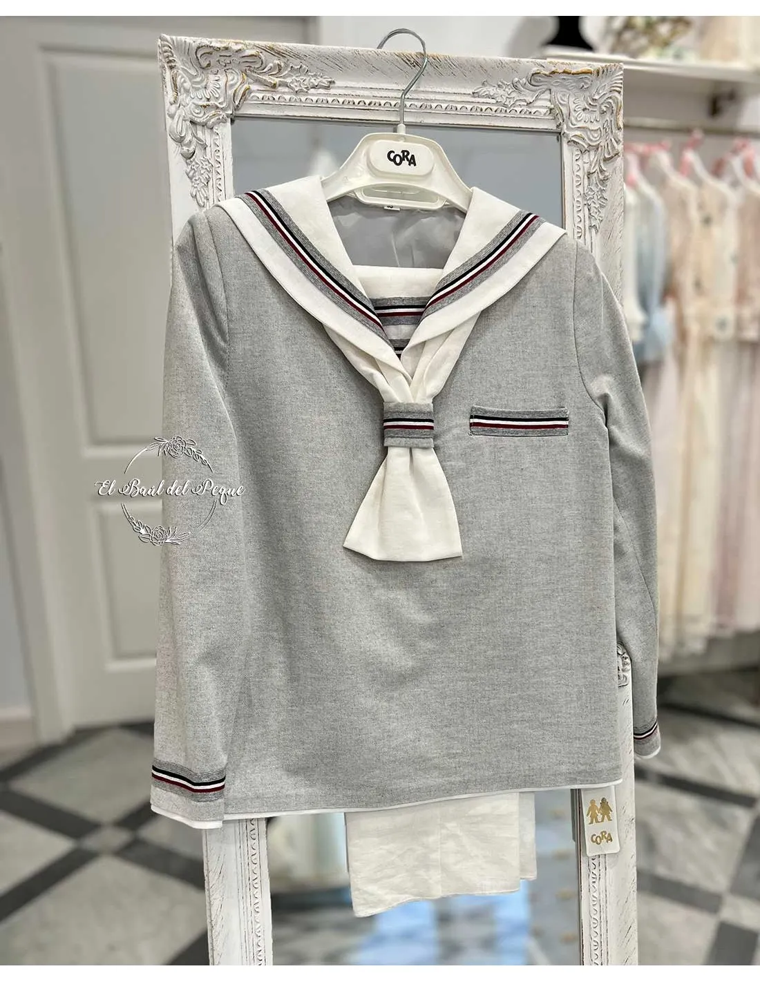 Marinero Niño Comunión Gris y Blanco Cora