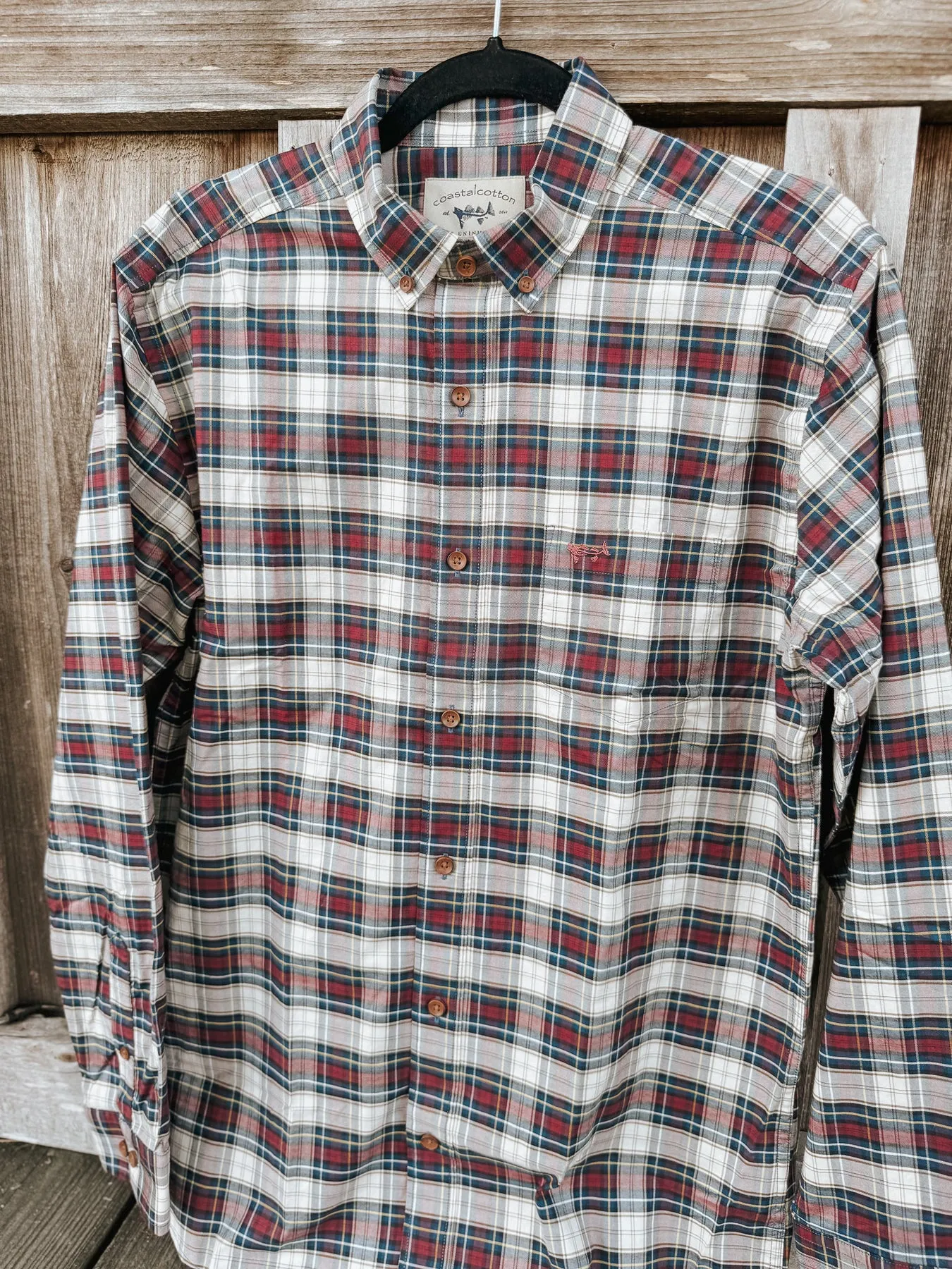 MEN'S COASTAL COTTON STRETCH WOVEN WOODFORD PLAID SHIRT