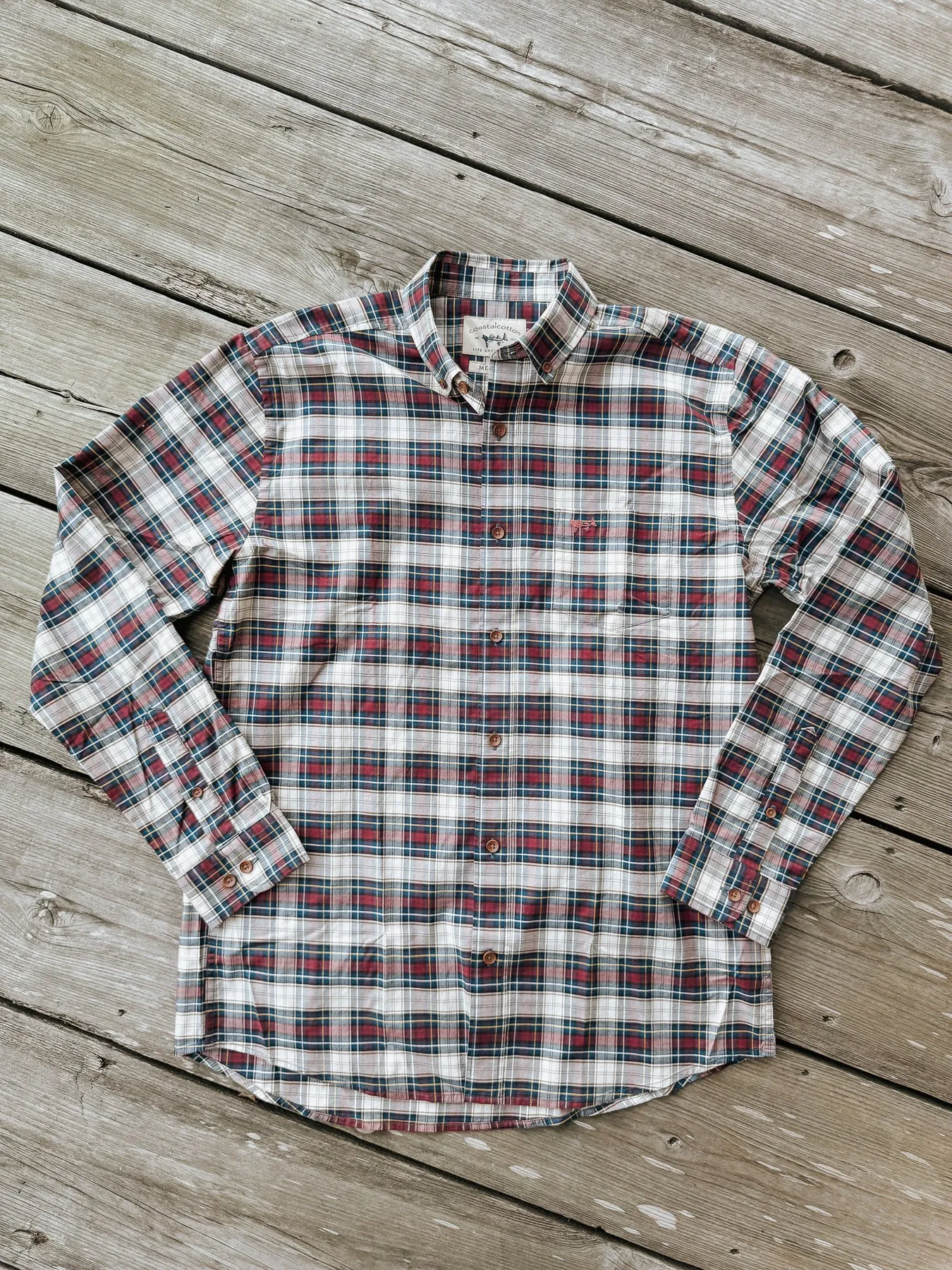 MEN'S COASTAL COTTON STRETCH WOVEN WOODFORD PLAID SHIRT