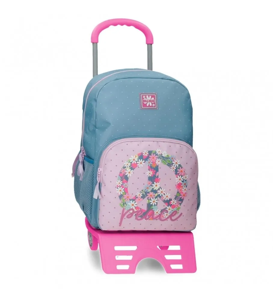Mochila cm Roll Road Peace con carro 42 cm azul, rosa