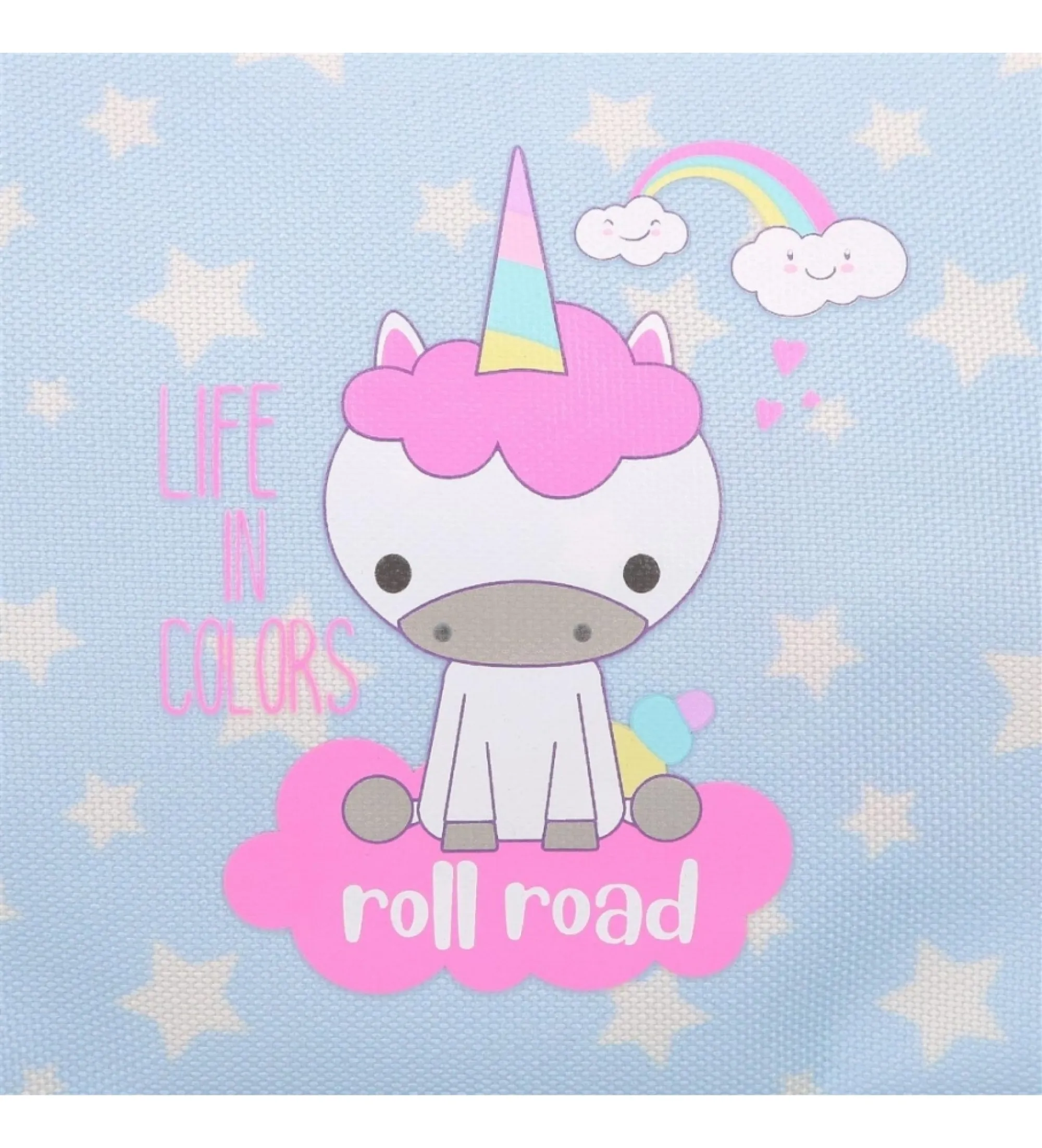 Mochila Roll Road I am a unicorn 33 cm con carro azul