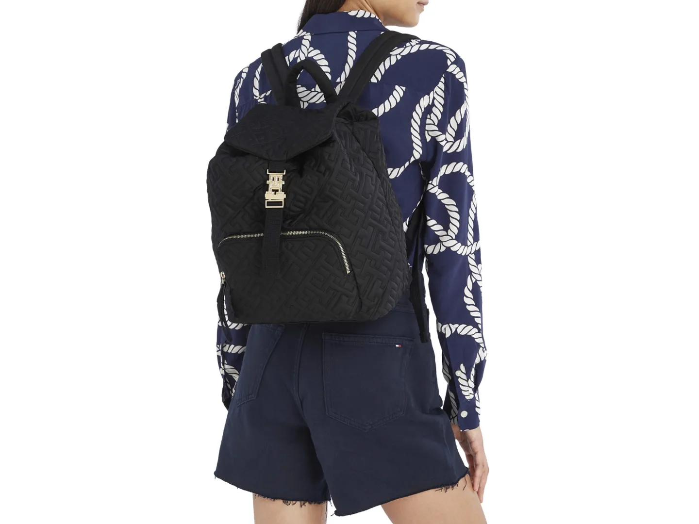 Mochila Tommy Hilfiger Monograma Color Negro