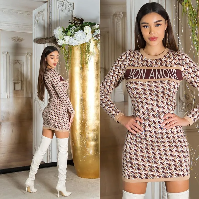 Mon Amour Vestido de punto caramelo
