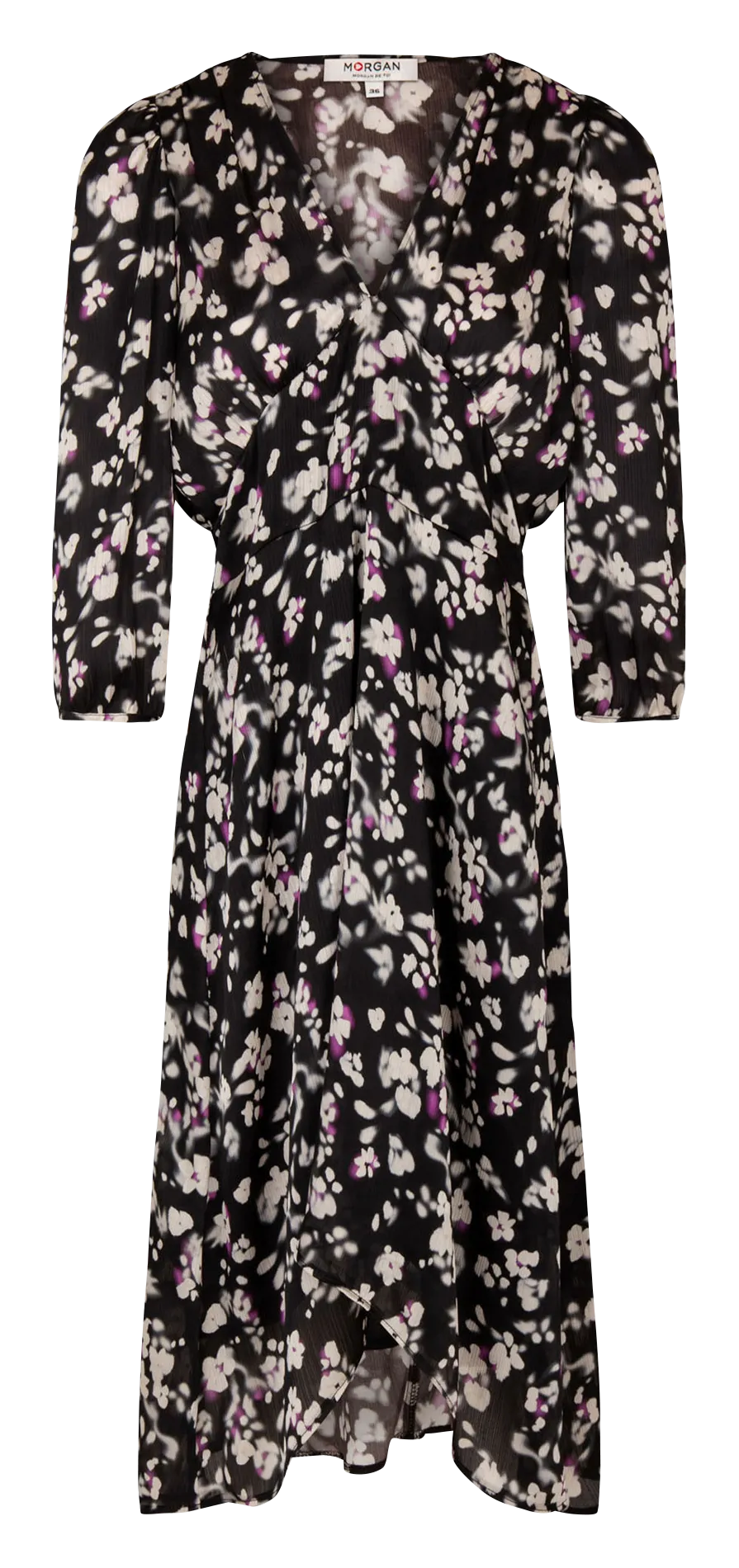 MORGAN RAFAL  VESTIDO MIDI RECTO ASIMéTRICO CON ESTAMPADO EN MULTICOLOR
