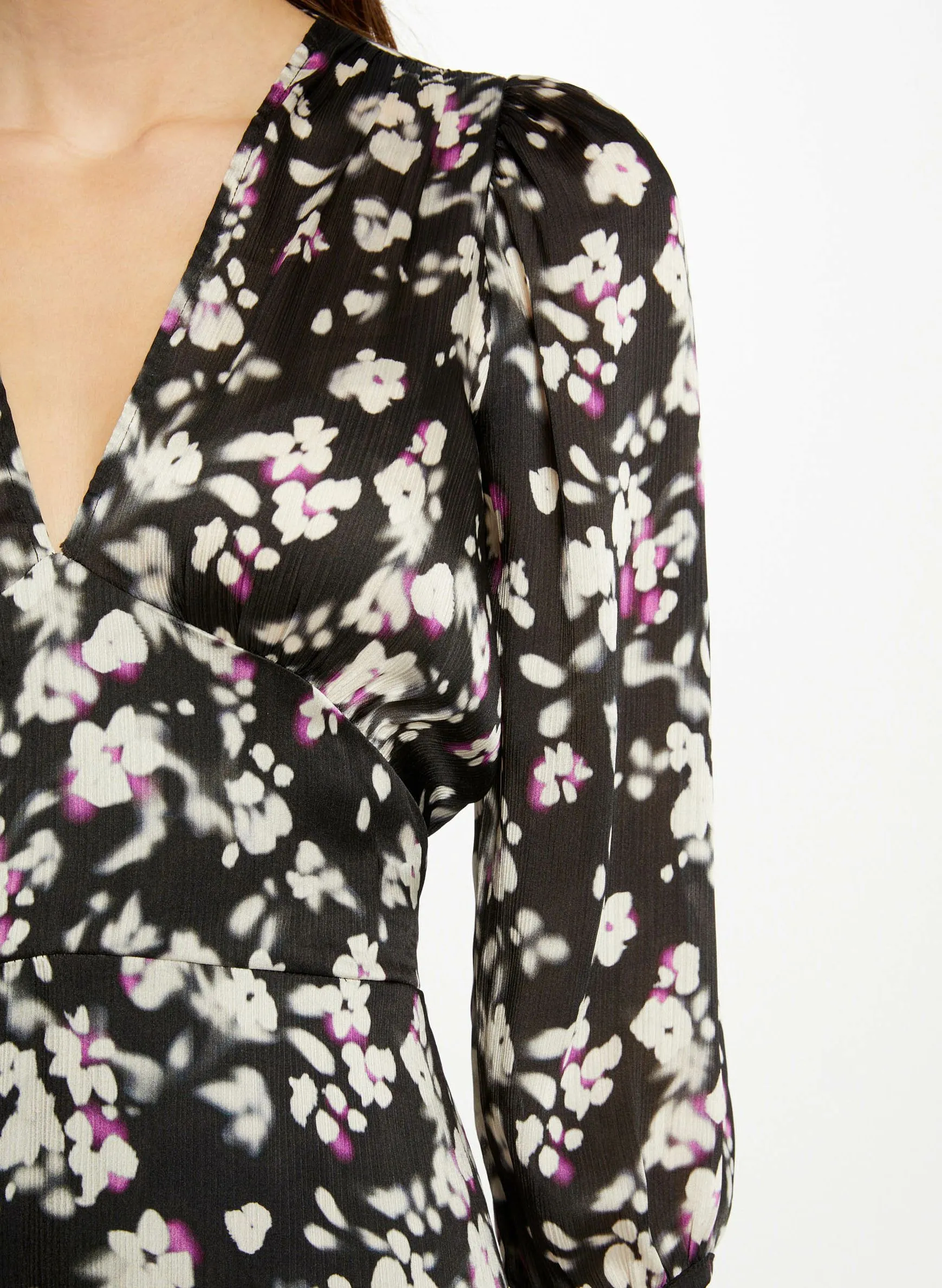MORGAN RAFAL  VESTIDO MIDI RECTO ASIMéTRICO CON ESTAMPADO EN MULTICOLOR