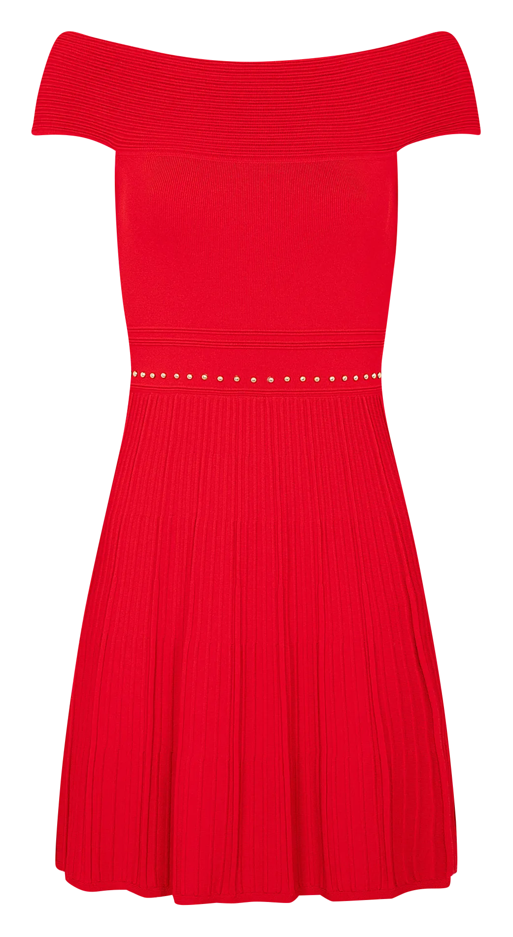 MORGAN RMCO  VESTIDO CORTO CON CUELLO BARDOT EN ROJO