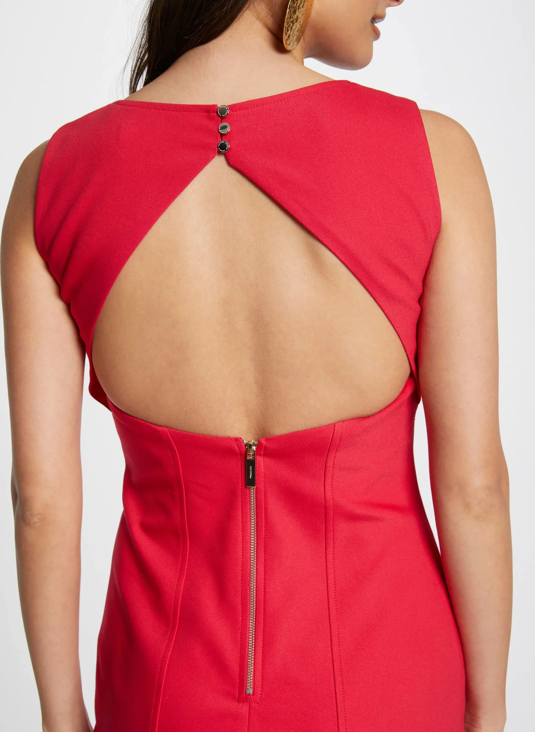 MORGAN RODEZ.F  VESTIDO CORTO DE MEZCLA DE ALGODóN CON CUELLO DE PICO EN ROJO
