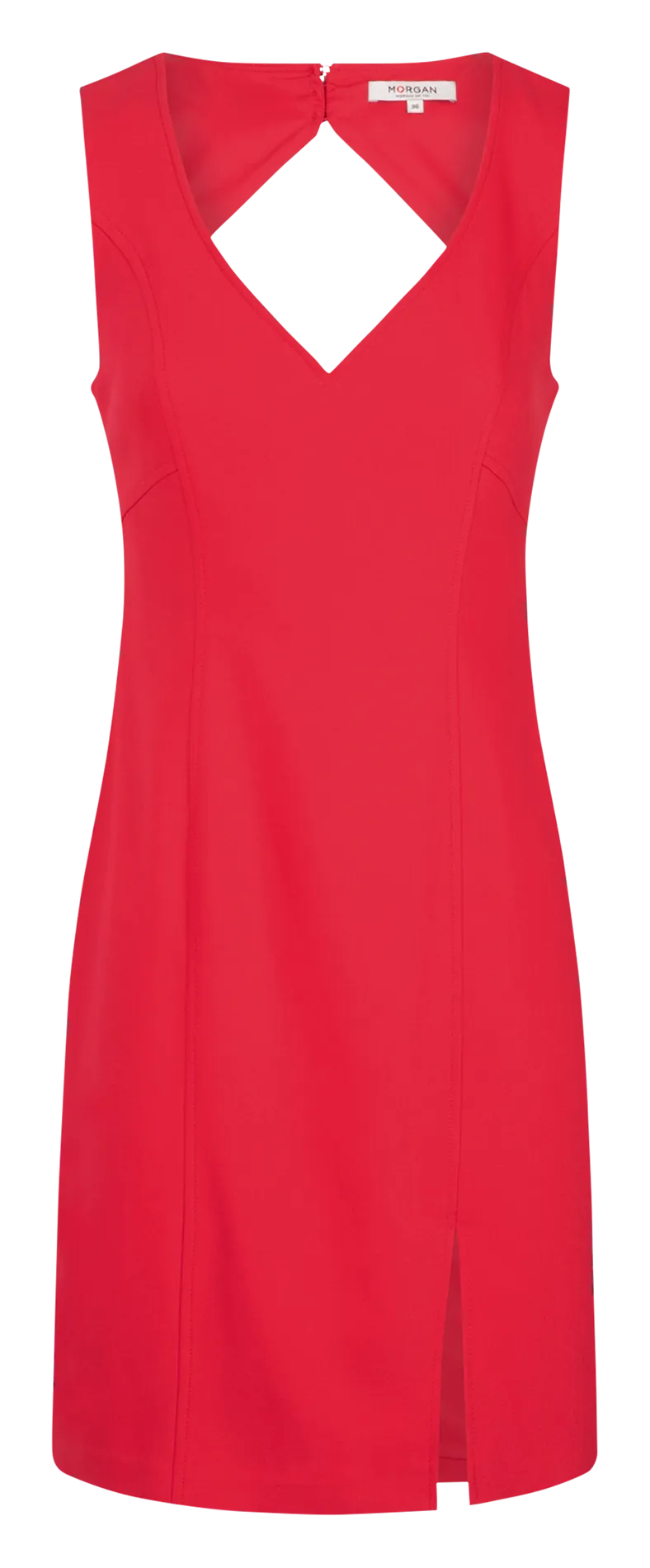 MORGAN RODEZ.F  VESTIDO CORTO DE MEZCLA DE ALGODóN CON CUELLO DE PICO EN ROJO