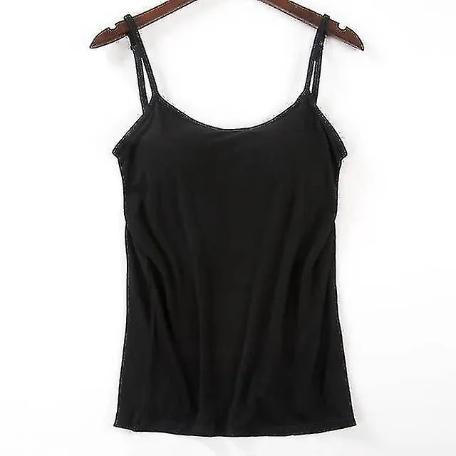 Mujer Acolchado Suave Casual Bra Camiseta Mujer Espagueti Cami Top Chaleco Camisola Femenina Con Brawhite S Incorporado