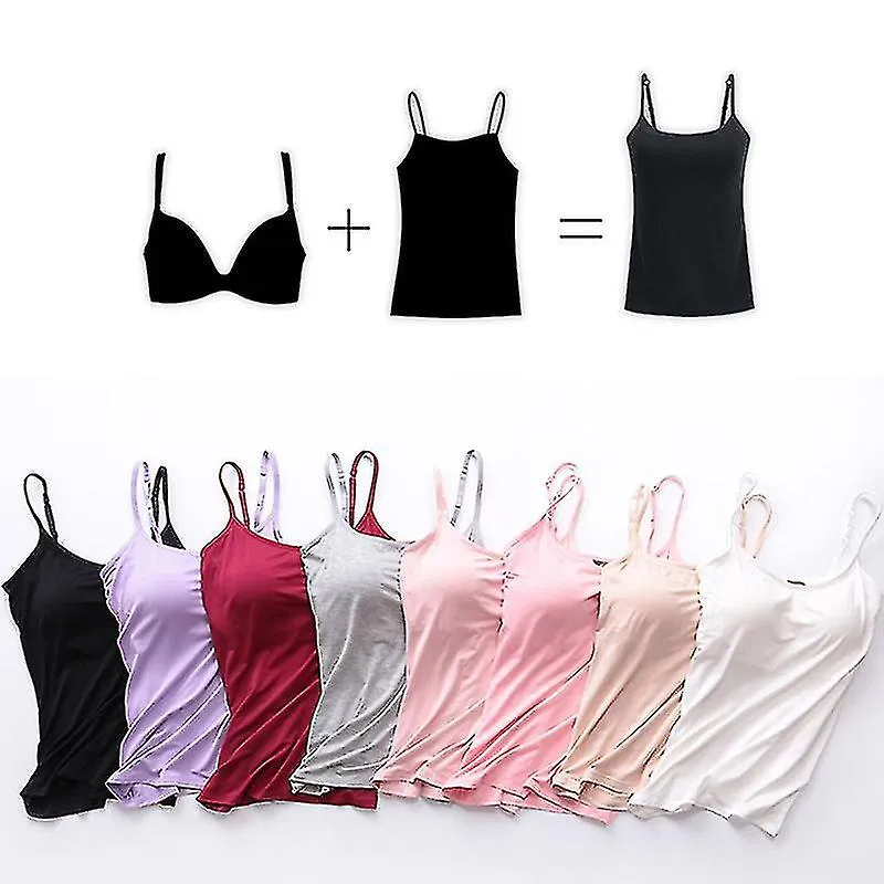 Mujer Acolchado Suave Casual Bra Camiseta Mujer Espagueti Cami Top Chaleco Camisola Femenina Con Brawhite S Incorporado