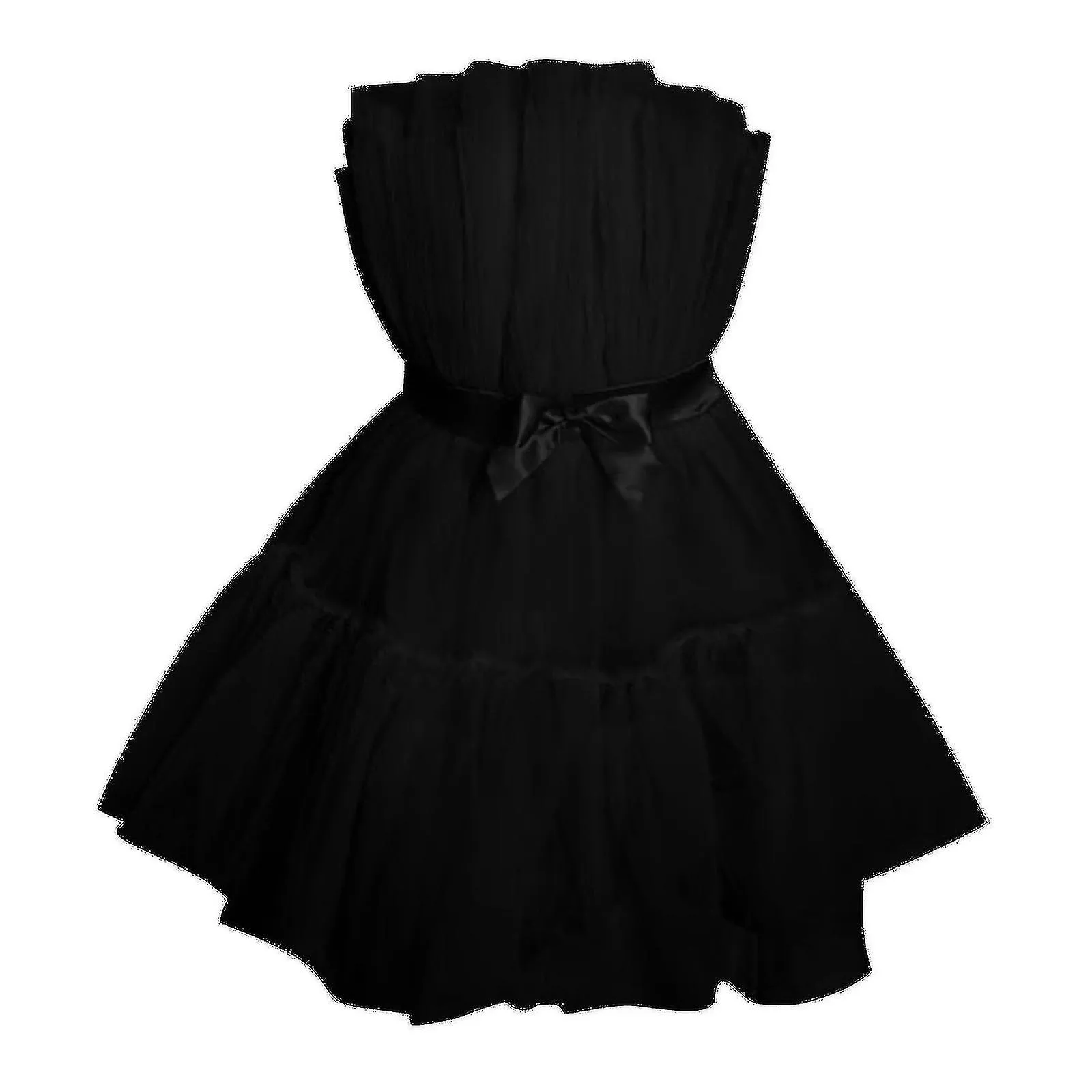 Mujer Tul Vestido sin mangas Vestido corto Malla sólida Princesa Steapless Party Dress_y A