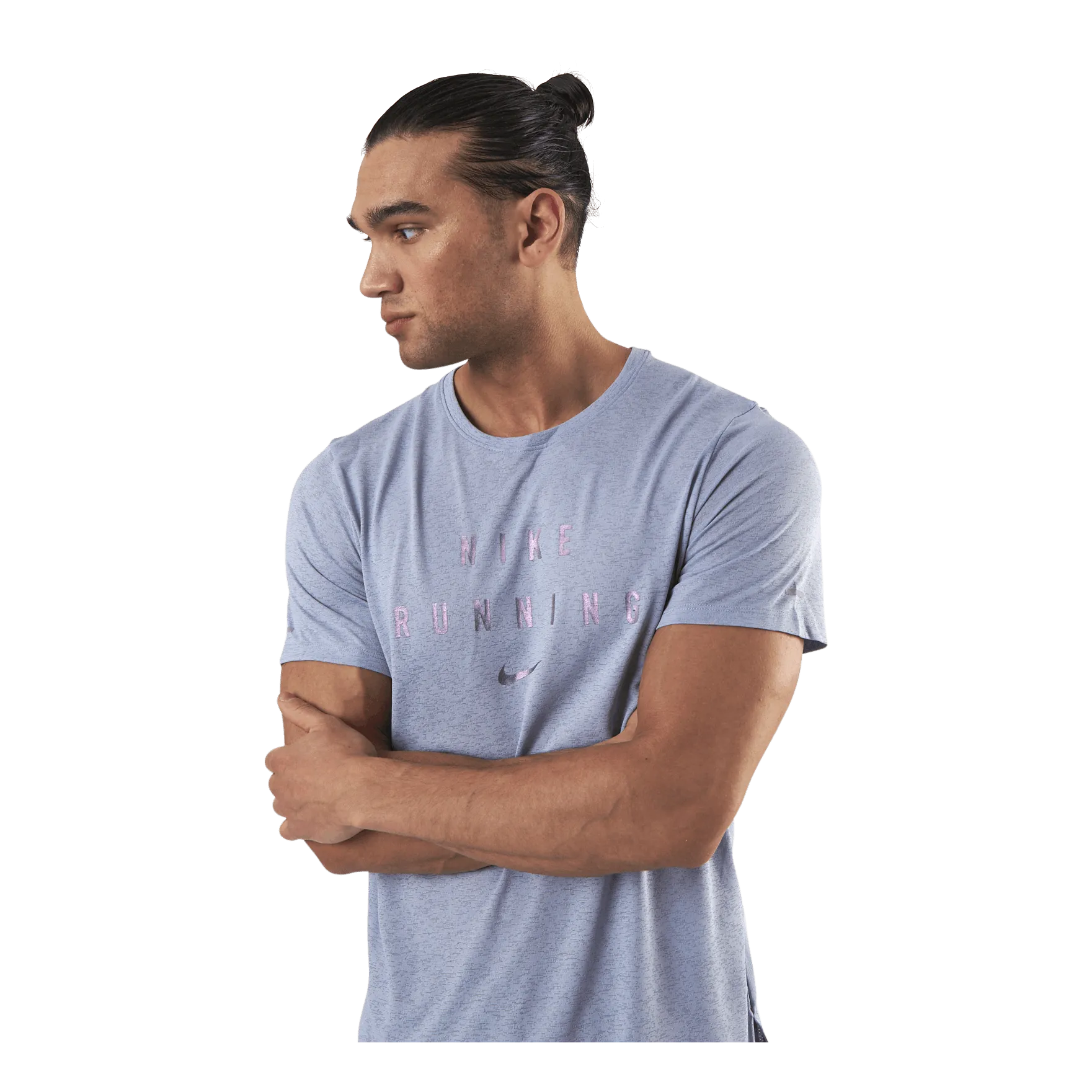 NIKE DRIFIT MILER RUN DIVISION TEE BLUE/GREY