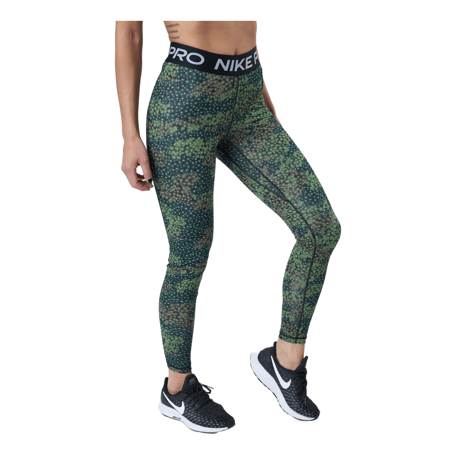 NIKE NIKE PRO DRIFIT WOMEN'S PRINT TREELINE/BLACK/WHITE