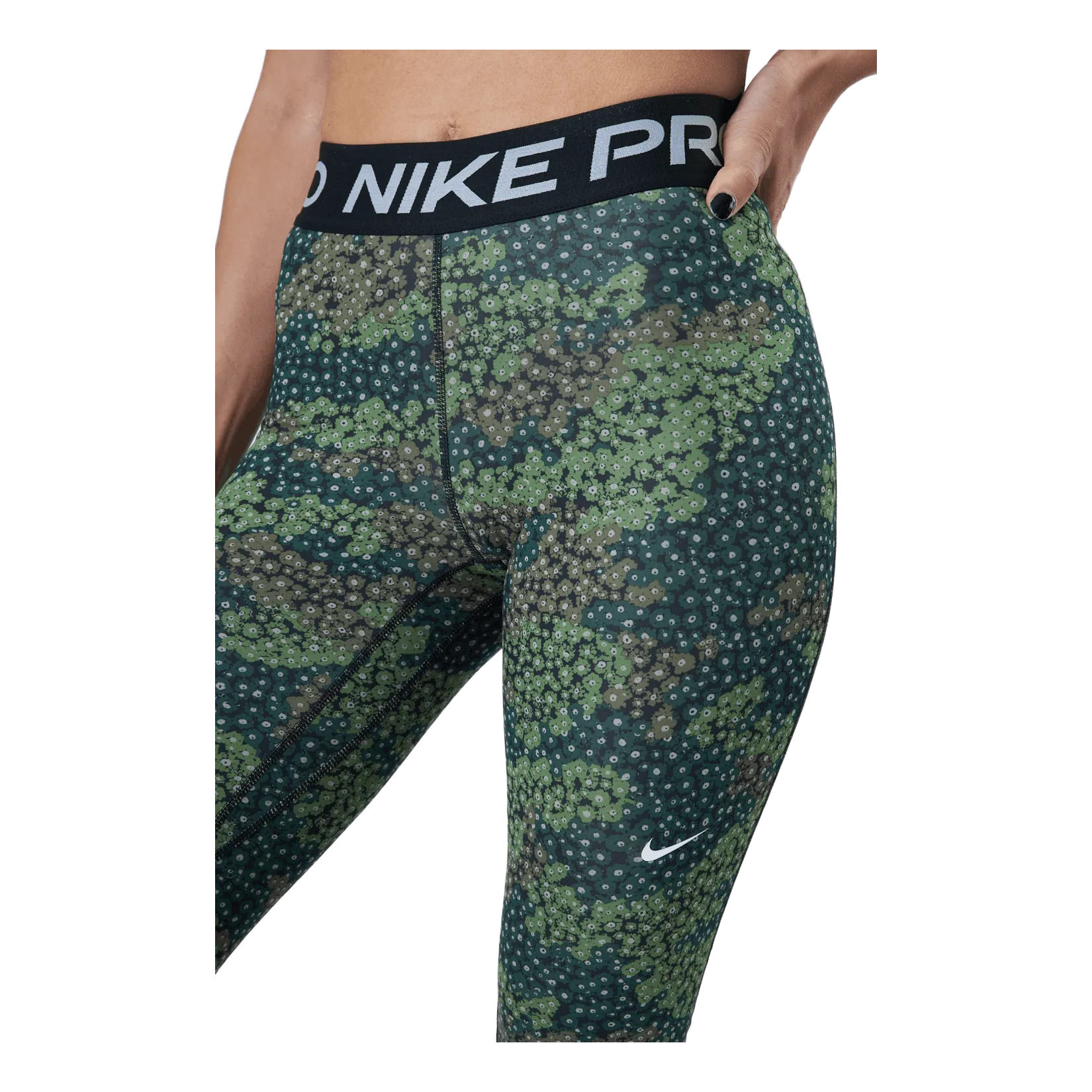 NIKE NIKE PRO DRIFIT WOMEN'S PRINT TREELINE/BLACK/WHITE