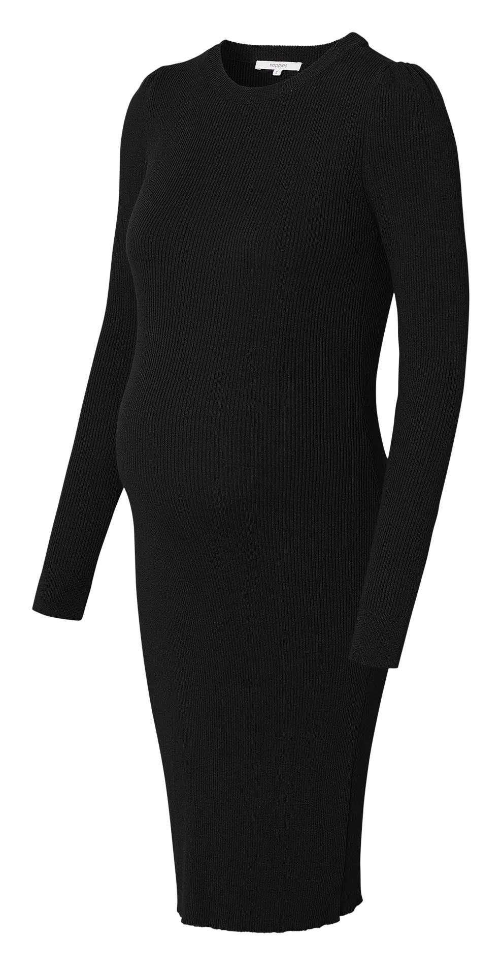 NOPPIES VENA  VESTIDO MIDI DE MEZCLA DE ALGODóN ORGáNICO A RAYAS CON CUELLO REDONDO EN NEGRO