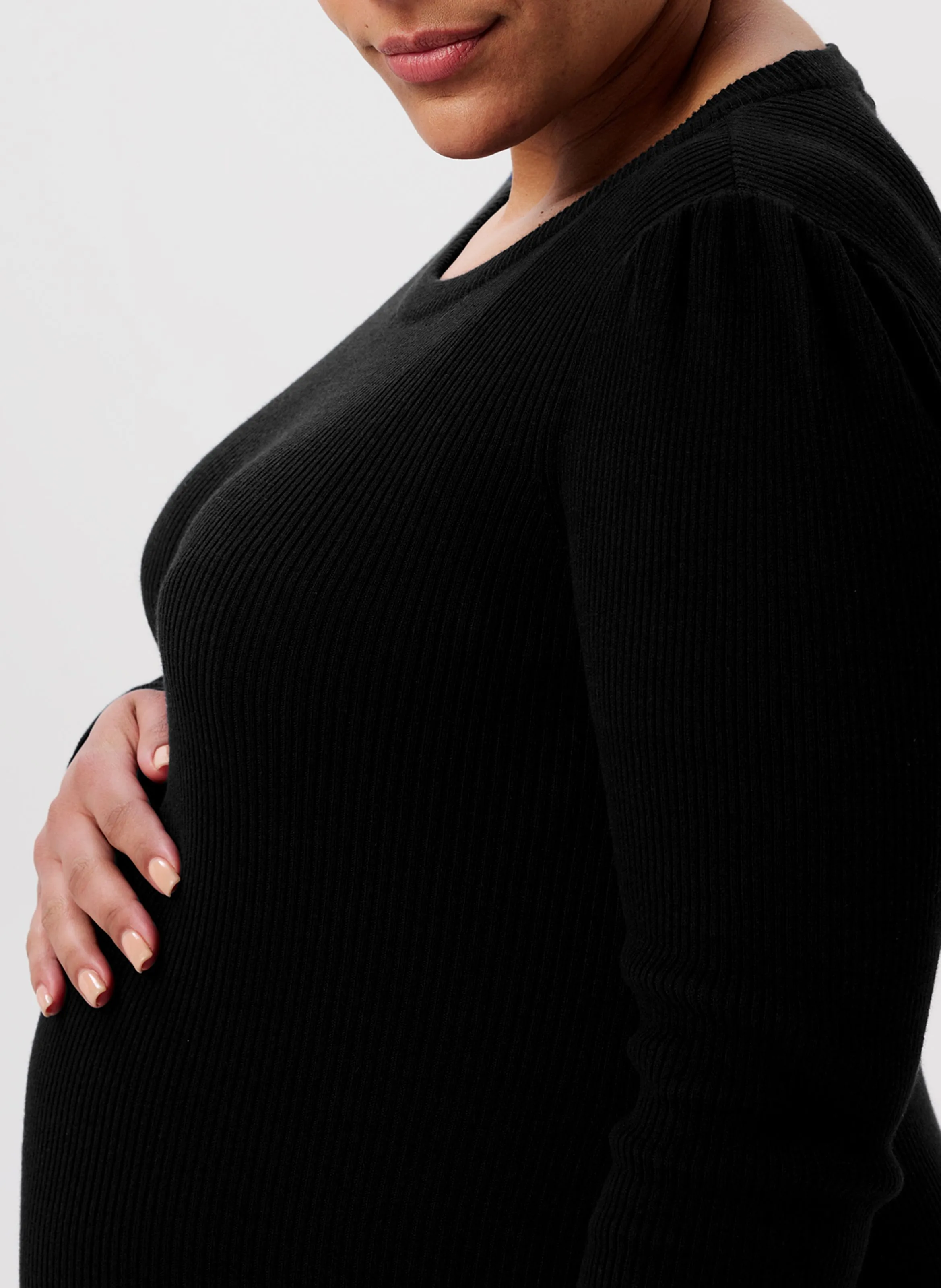 NOPPIES VENA  VESTIDO MIDI DE MEZCLA DE ALGODóN ORGáNICO A RAYAS CON CUELLO REDONDO EN NEGRO