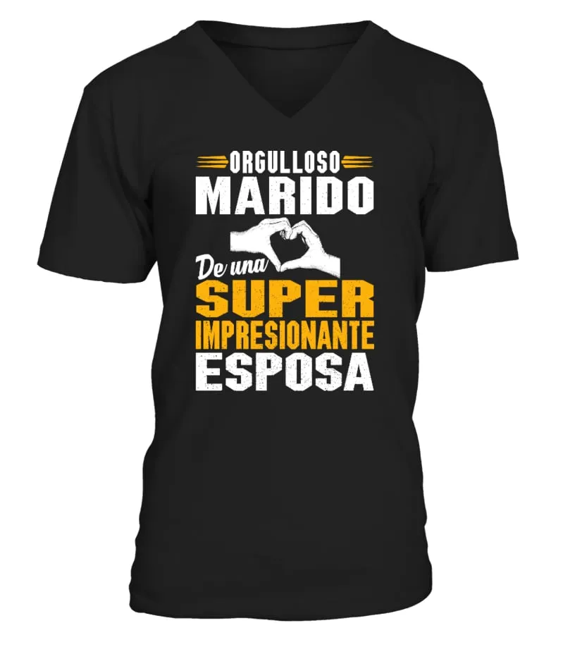 Orgulloso marido de una super impresionante esposa Camiseta cuello en V Unisex