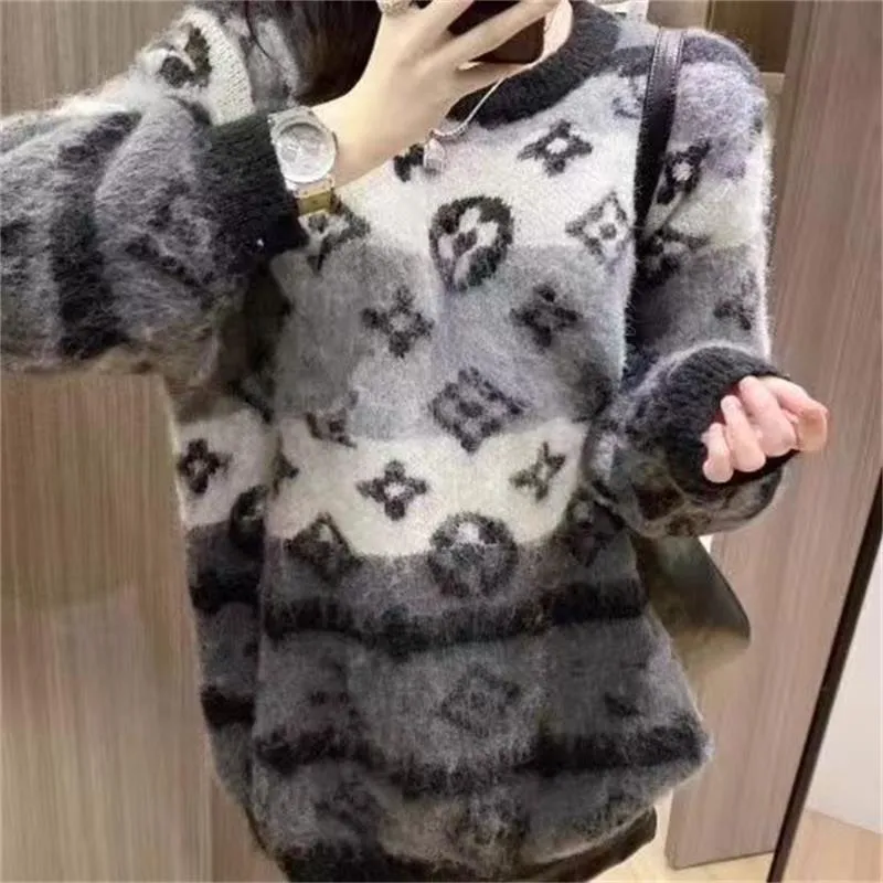 Otoño/Invierno Partido de invernadería Las nuevas femeninas sueltas de la fábrica suelta Joker Swerater Letter Jacquard Sweater 