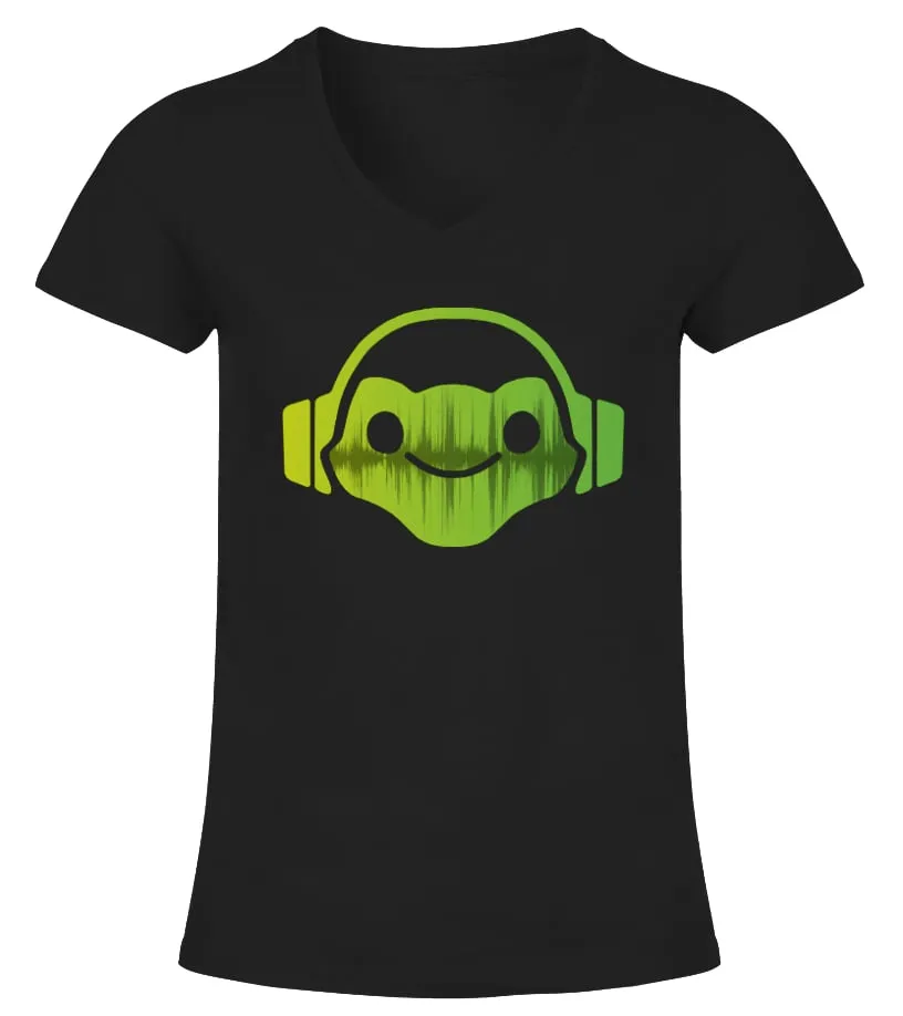 OVERWATCH LUCIO HEADPHONES SPRAY TSHIRT CAMISETA CUELLO PICO MUJER