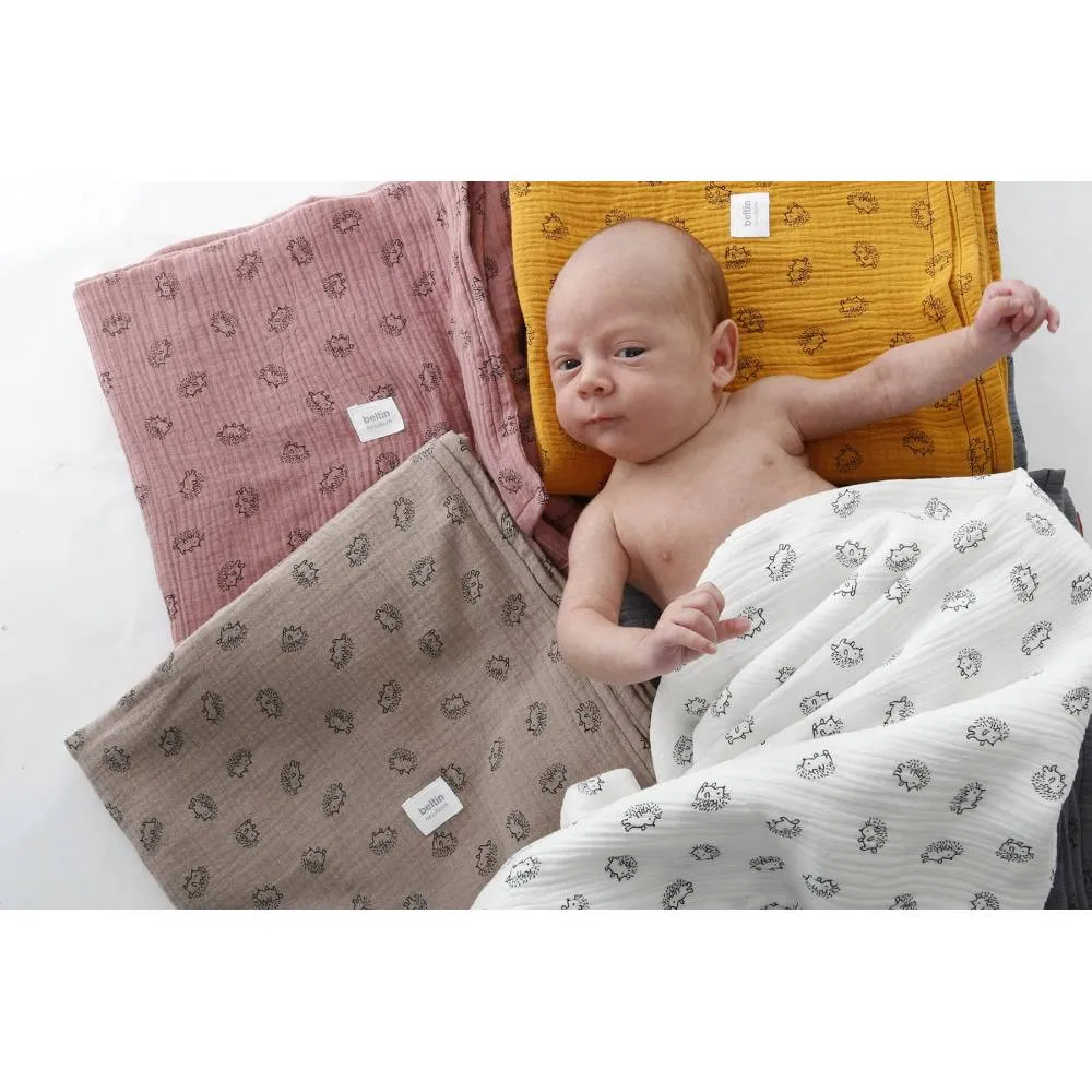 Pack de dos muselinas para bebé ERIZOS color blanco