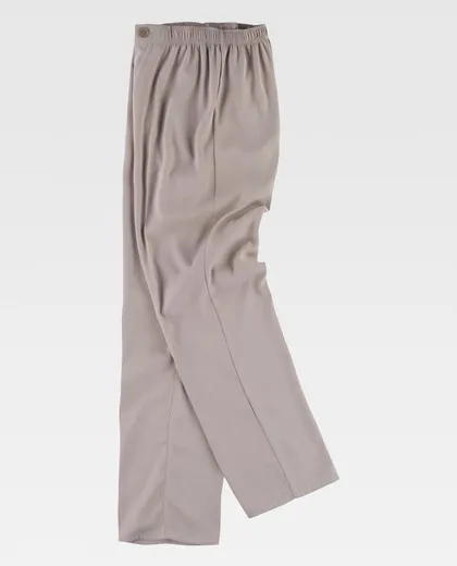 Pantalón con cintura elástica bragueta de cremallera Beige