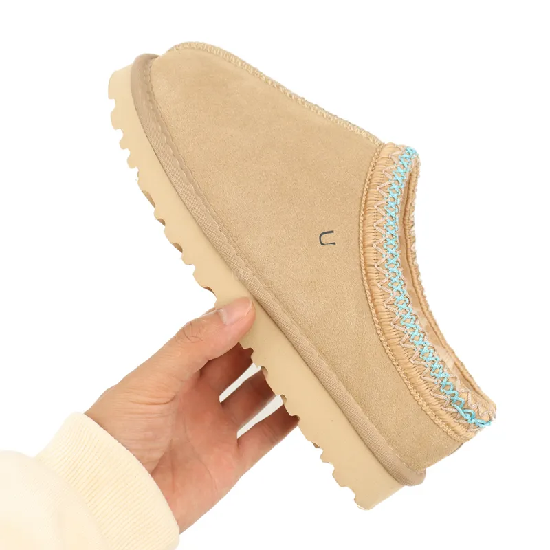Pantuflas Tazz para mujer Diapositivas de piel de Tasmania Bota clásica ultra mini con plataforma Semilla de mostaza Sin cordone