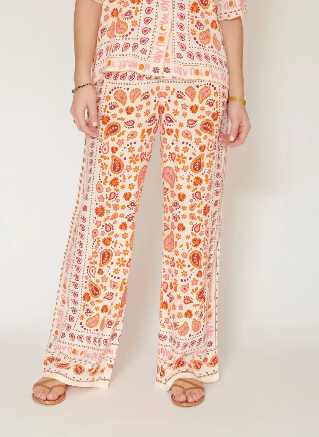 PERRINI  PANTALóN ANCHO ESTAMPADO DE TIRO ALTO EN BLANCO