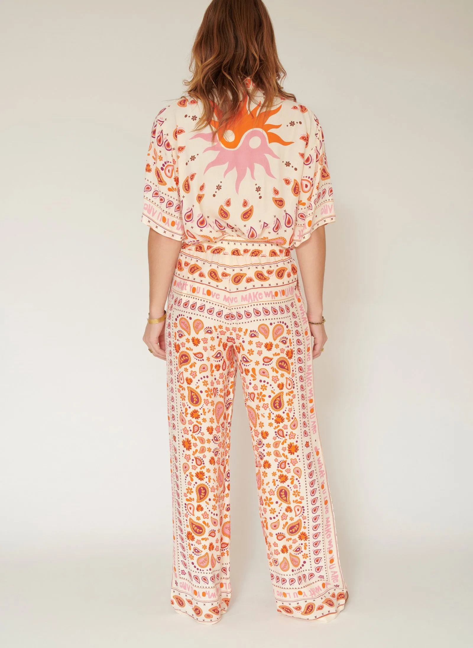 PERRINI  PANTALóN ANCHO ESTAMPADO DE TIRO ALTO EN BLANCO