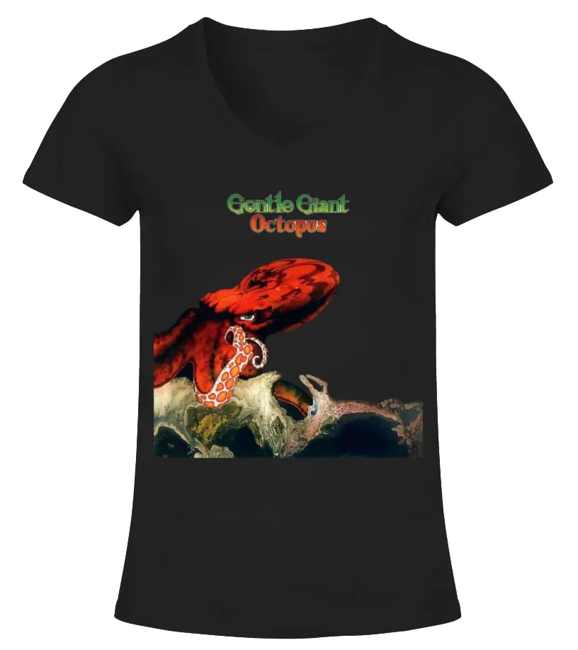 PGSRBK. GENTLE GIANT, OCTOPUS CAMISETA CUELLO PICO MUJER