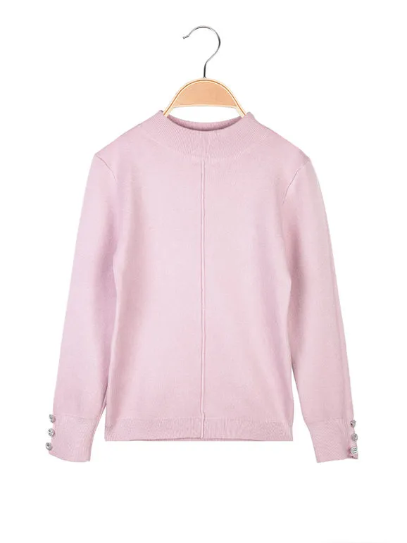 Pink Baby Jersey de punto con cuello alto para niña