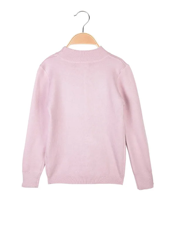 Pink Baby Jersey de punto con cuello alto para niña